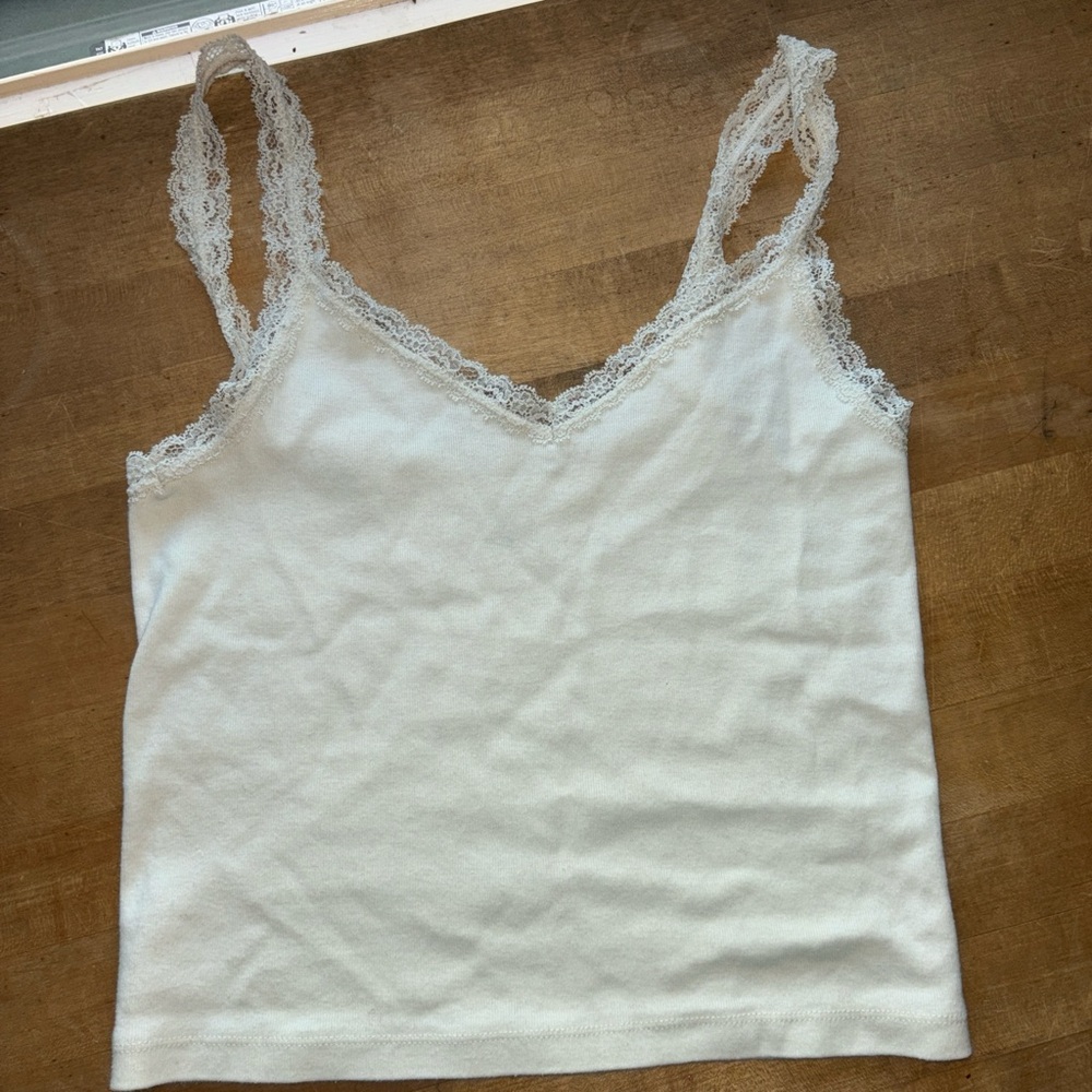 Brandy Melville white lace tank top